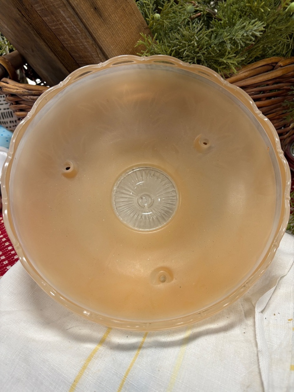 peach-colored glass globe JC Virden ceiling shade